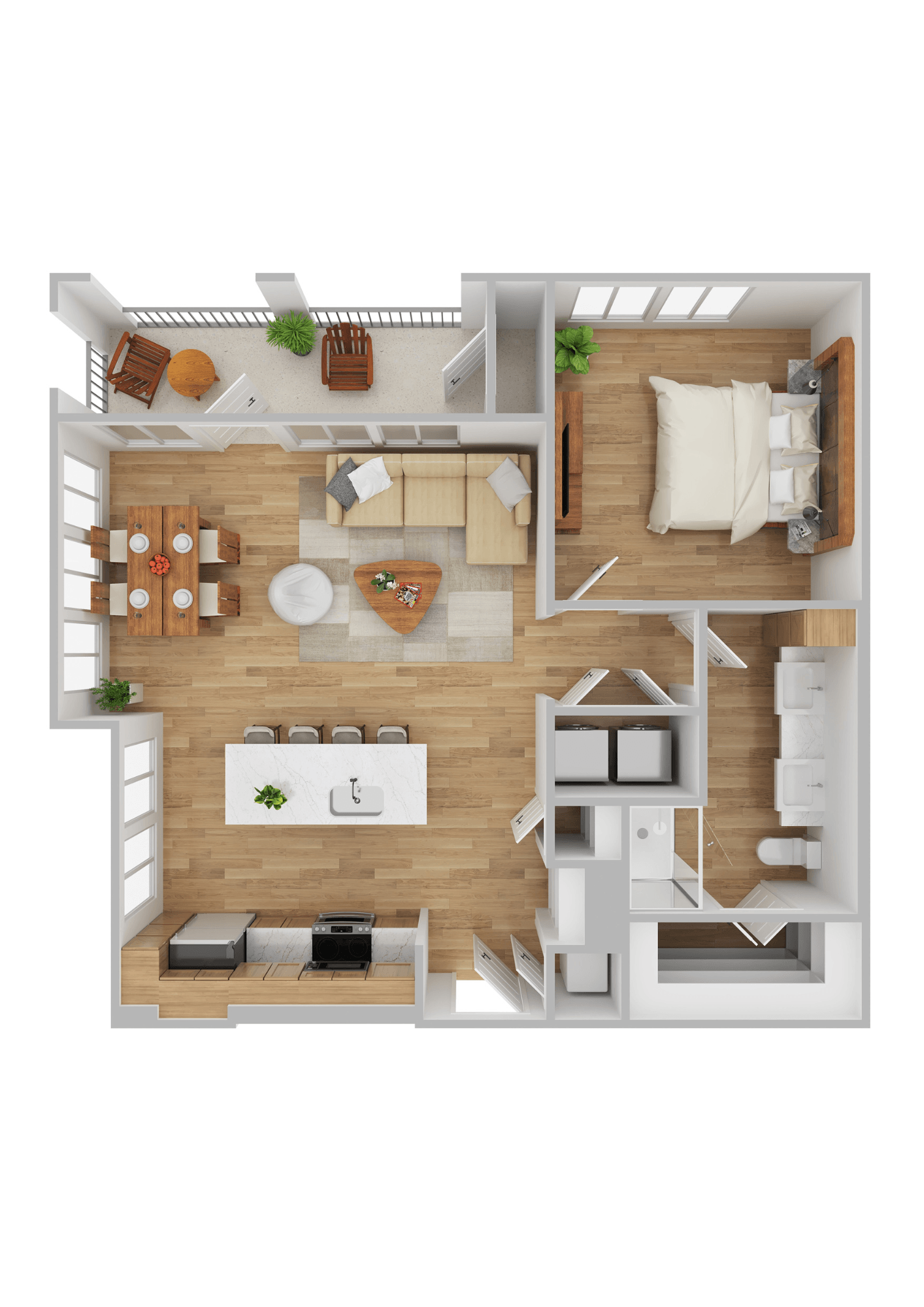 Floor plan for 1 bed, 1 bath, 816 sqft